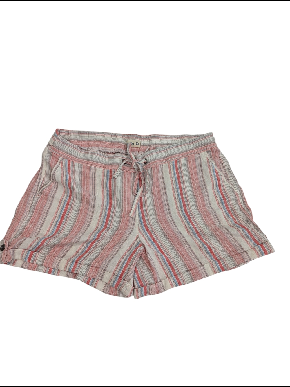Per Se Linen Striped Drawstring Shorts Lagen Boho Resort Sz XL